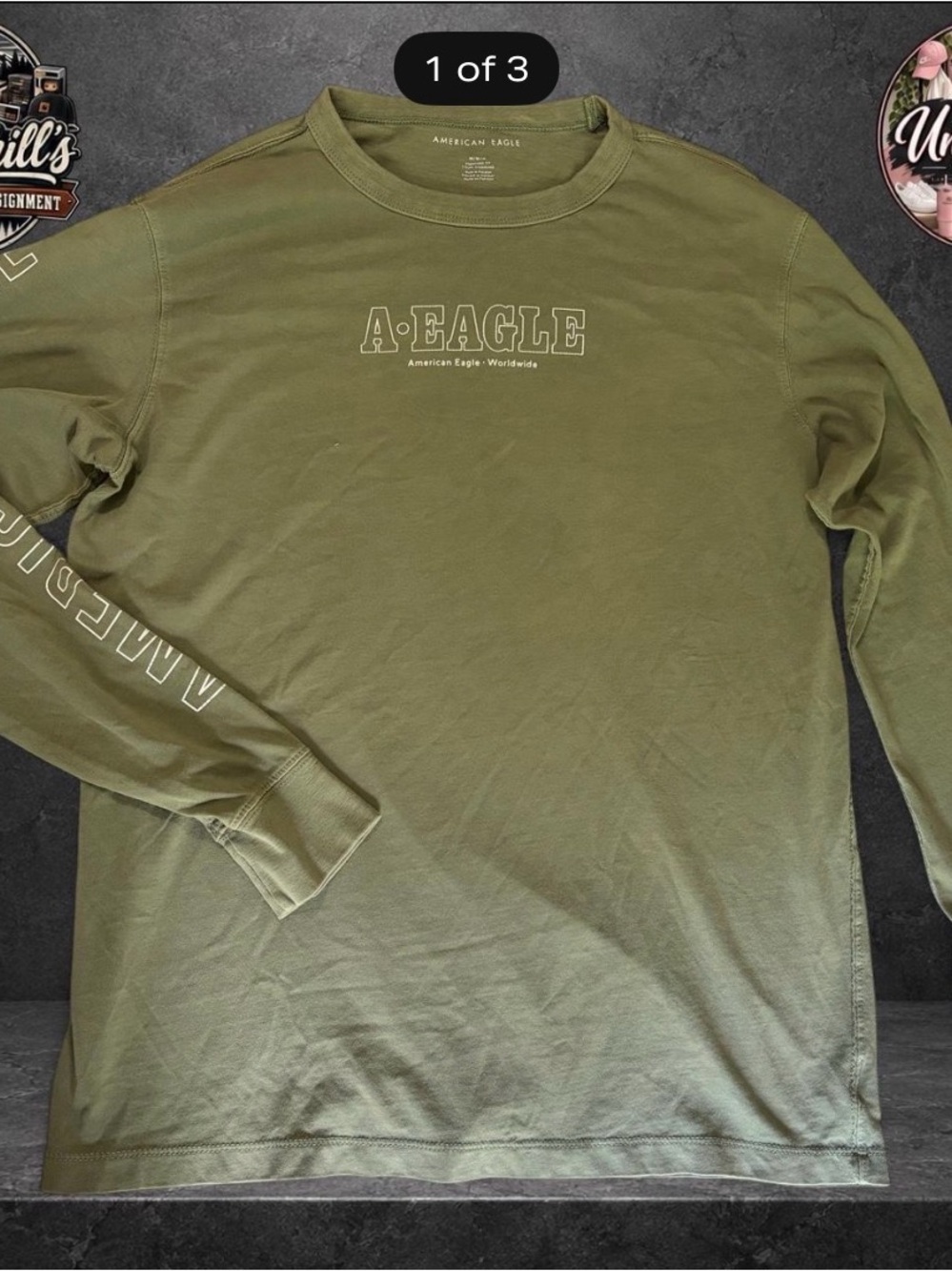 American Eagle Outfitters Olive Green Long Sleeve Crew Tee